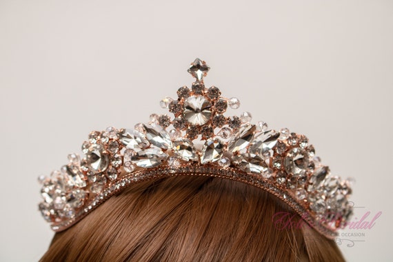 FAST SHIPPING! Rose Gold Sparkling Tiara, Crystal… - image 7