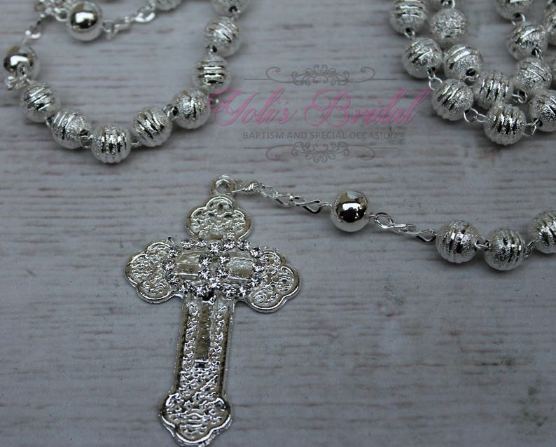 SALESALE Handcrafted Beautiful Wedding Silver Rosary, Wedding Rosary, Rosary Wedding Gift image 2