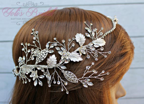 Swarovski Crystal Bridal Hair Vine Headpiece | Genuine Crystal Wedding Halo Sonia - Swarovski crystal wedding hair vine headpiece  main image 4