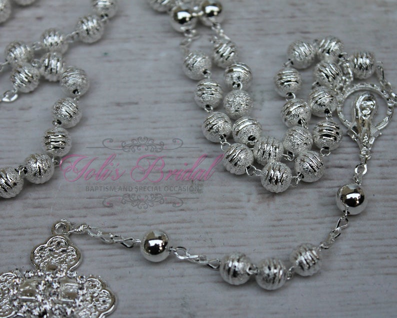 SALESALE Handcrafted Beautiful Wedding Silver Rosary, Wedding Rosary, Rosary Wedding Gift image 3