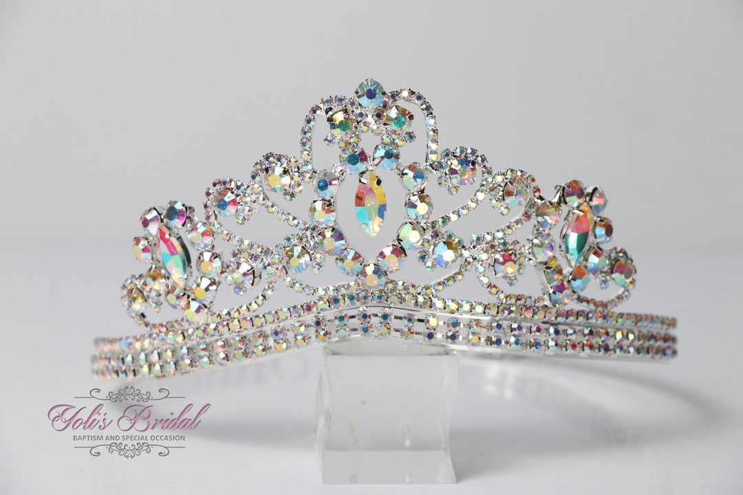FAST SHIPPING!!! Silver Girl Tiara Aurora Borealis, Gorgeous  display picture 1