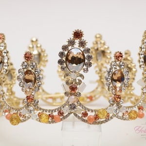 FAST SHIPPING!! Gold Round Crown, Circular Crown, Full Crown, Tiara, Bride Crown, Crown, Quinceañera, Crystal Crown, Sweet 16, Round Tiara