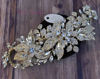 FAST SHIPPING!!! Gold Swarovski Hair Comb, Gold Wedding Hair Comb, Crystal Hair Comb, Swarovski Hair Comb, Headpiece, Crystal Headpiece