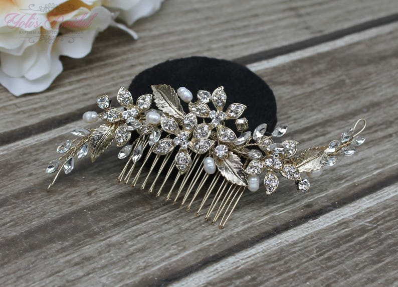 FAST SHIPPING Gold Bridal Hair Comb, Gold Wedding Hair Comb, Crystal Hair Comb, Swarovski Hair Comb, Headpiece, Crystal Headpiece, image 3