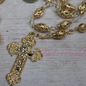 SALESALE Handcrafted Beautiful Gold Rosary, Communion Rosary, Rosary Gift, Confirmation Rosary, Christening Rosary, Baptism Rosary image 2