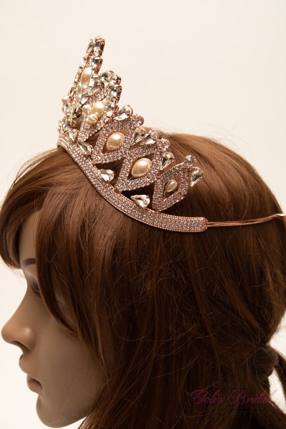 FAST SHIPPING!!! Rose Gold With Crystal Pink Sparkling Tiara  display picture 2