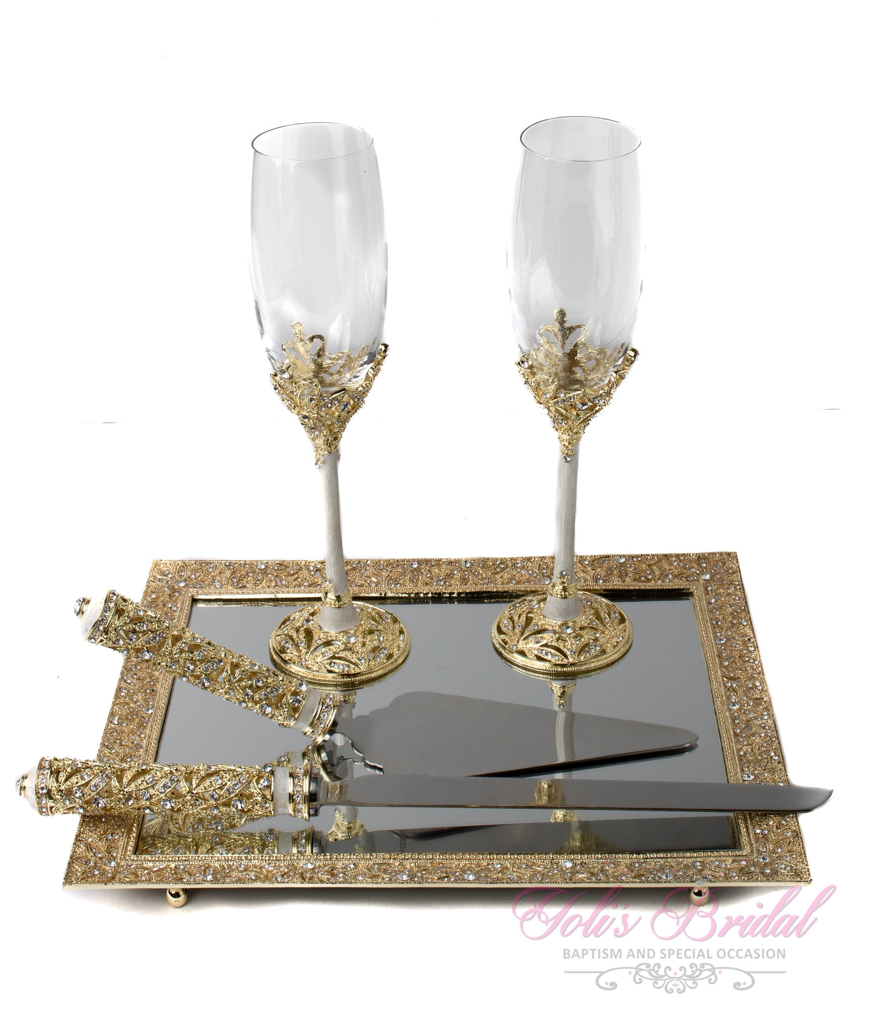 Bliss Gloriously Gold Swarovski Crystal Champagne Flutes