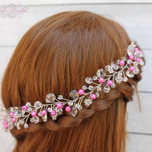 New!!! Silver Crystal and Pearl Hair Vine, Sweet 16 Hair Vine, Quinceañera Braid,  Bridal Hair Vine, Wedding Hair Comb, Bridal Headband