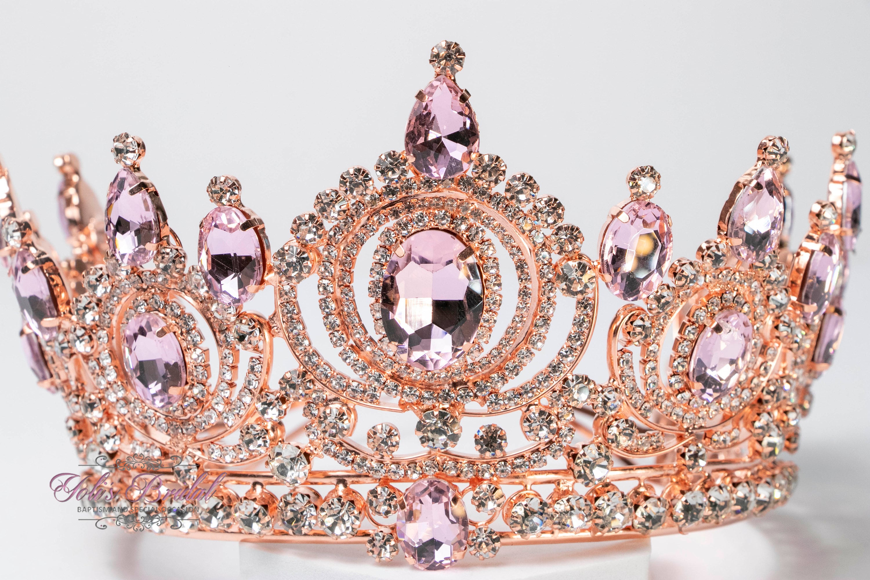 FAST SHIPPING! Rose Graceful Tiara With Pink and Clear Crystals