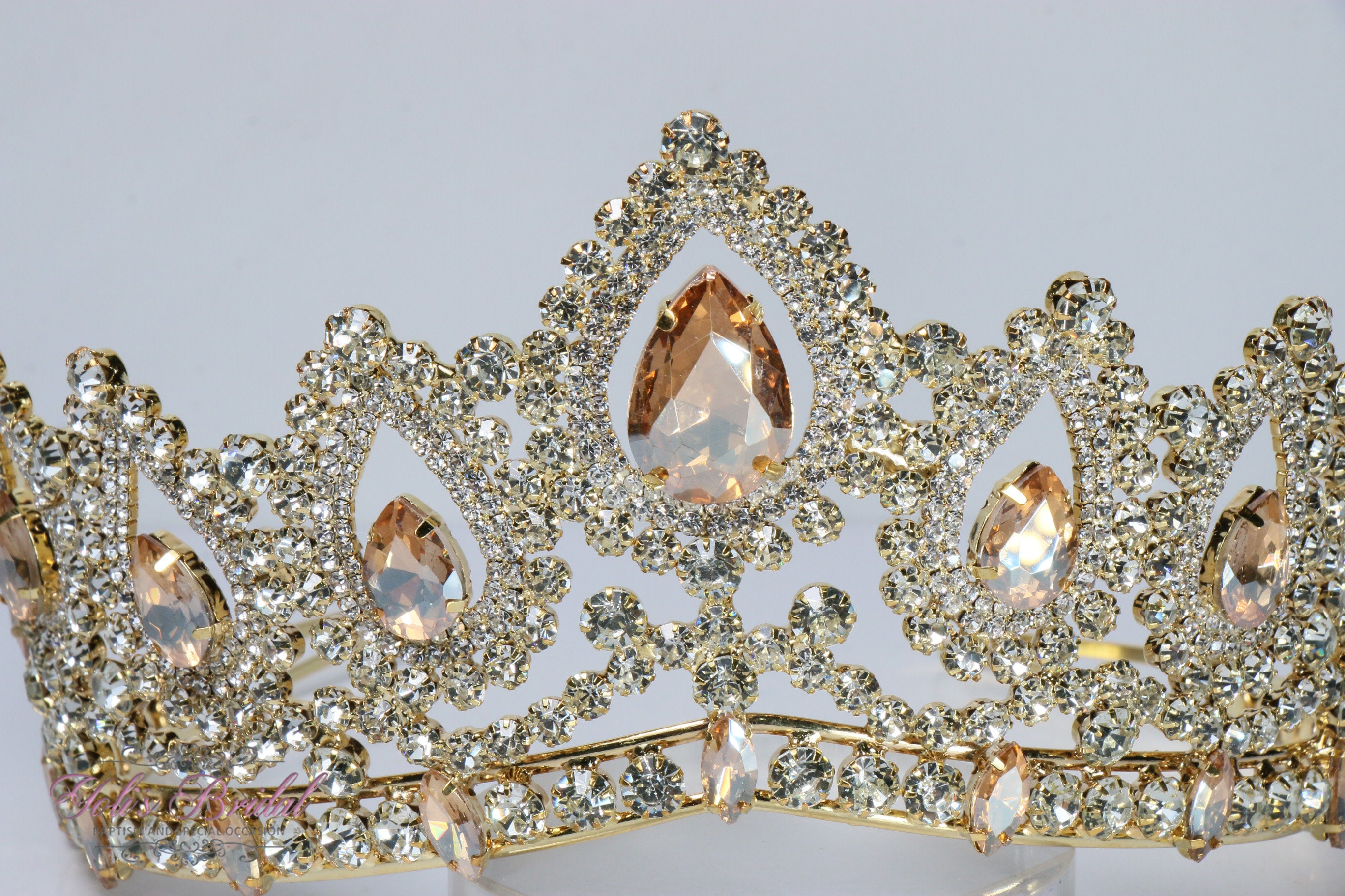 FAST Shipping!! Beautiful Gold Tiara With Honey Stones 