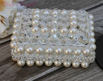 NEW!! Beautiful Crystal and Pearl Box, Wedding Lasso Box, Wedding Jewelry Box, Wedding Arras, Jewelry Box, Wedding Gift, Anniversary Gift