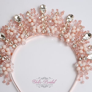 FAST Shipping!!! Rose Gold Halo Crown, Bridal Wreath, Bridal Headband, Wedding Headband, Bride Tiara, Rhinestone Halo, Crystal Wreath