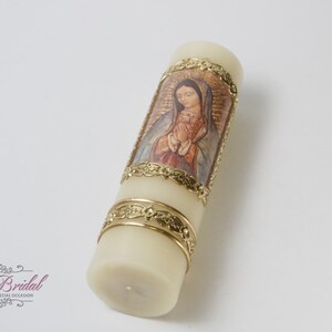 ENVIO RÁPIDO!! Nossa Senhora de Guadalupe, Vela de Ouro para qualquer ocasião, Casamento, Vela de Batismo, Vela de Batismo, Comunhão, Confirmação