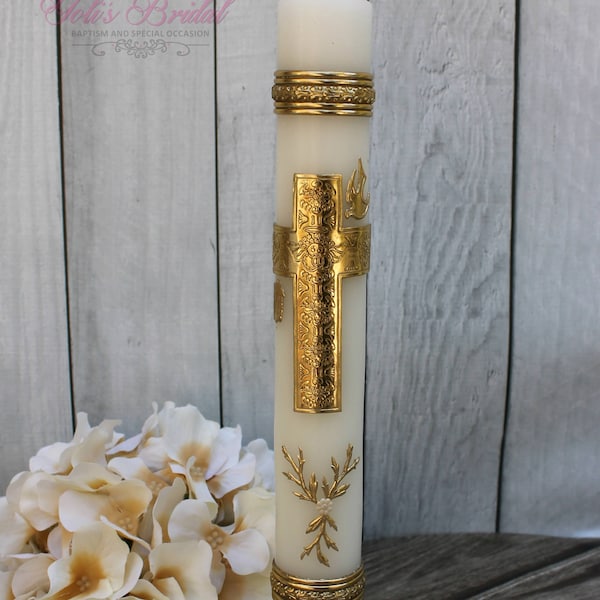 FAST SHIPPING!! Beautiful Gold Candle for any occasion, Wedding Candle, Christening Candle, Baptism Candle, Communion Candle, Confirmation