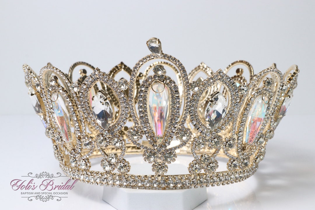 FAST SHIPPING Gold Sparkling Tiara, Crystal Tiara, Wedding Tiara, Crown ...