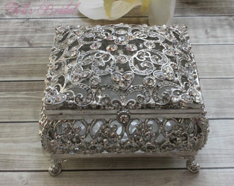 FAST Shipping! Beautiful Swarovski Crystal Box, Wedding Arras Box, Silver Wedding Arras, includes 13 coins, Unity Coins, Arras