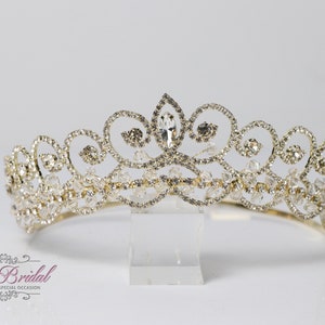 FAST SHIPPING! Gold  Sparkling Tiara, Crystal Tiara, Wedding Tiara, Crown, Princess Tiara, Quinceañera, Sweet 16 Tiara