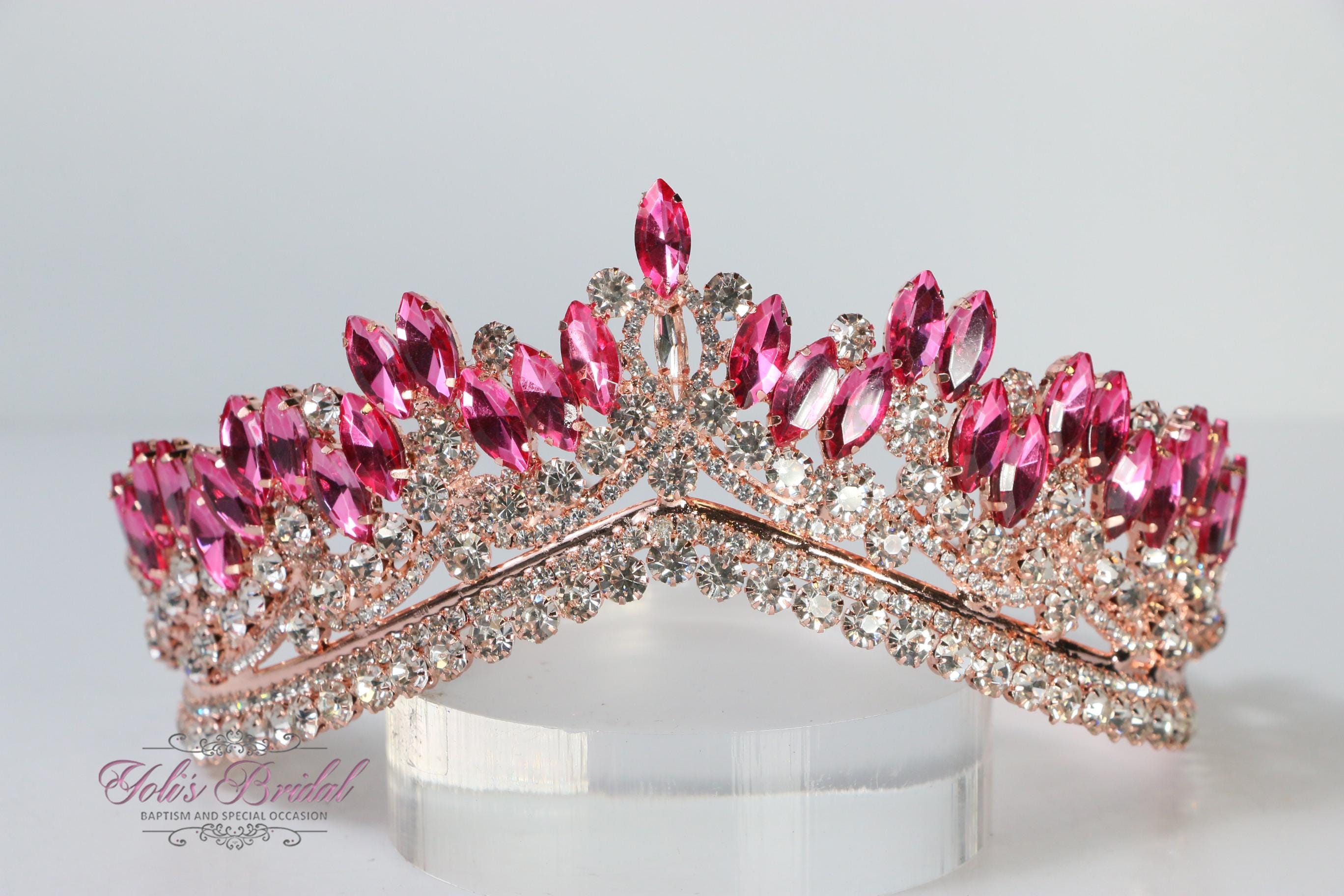 Diadème Goutte D'Eau Strass Or Rose Lovelyshop - Accessoire Mariage Bal Princesse