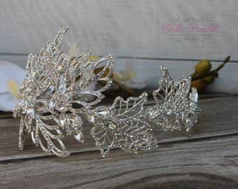 SALE*SALE!! Flexible Silver Bridal Wreath with Swarovski crystals,  Bridal Headband, Swarovski Halo, Crystal Hair Comb