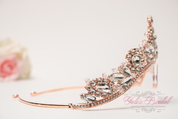 FAST SHIPPING! Rose Gold Sparkling Tiara, Crystal… - image 2