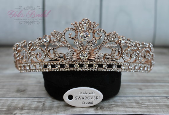 FAST SHIPPING! Rose Gold Swarovski Tiara, Crystal Tiara  display picture 1