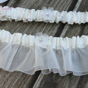 FAST Shipping Beautiful Ivory Wedding Garter Set, Bridal Garter Set, Rhinestones Garter, Ivory Garter Set, Toss Garter, Tossing Garter image 1