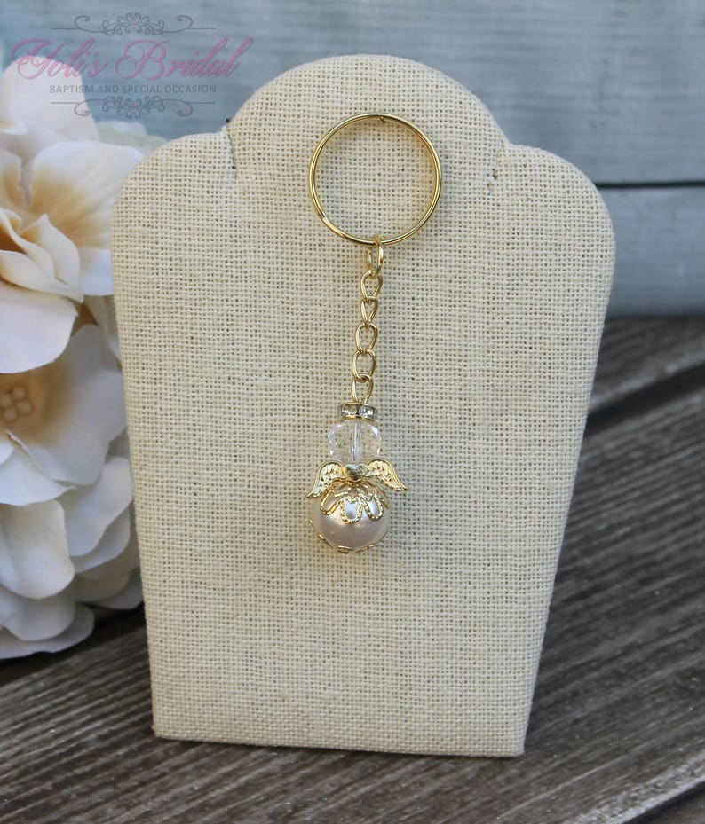 FAST SHIPPING 12 Pieces Gold Angel Key Chain, Christening Favor, Baptism Giveaway, Communion Favor, Confirmation Favor, Baptism Thank you image 3