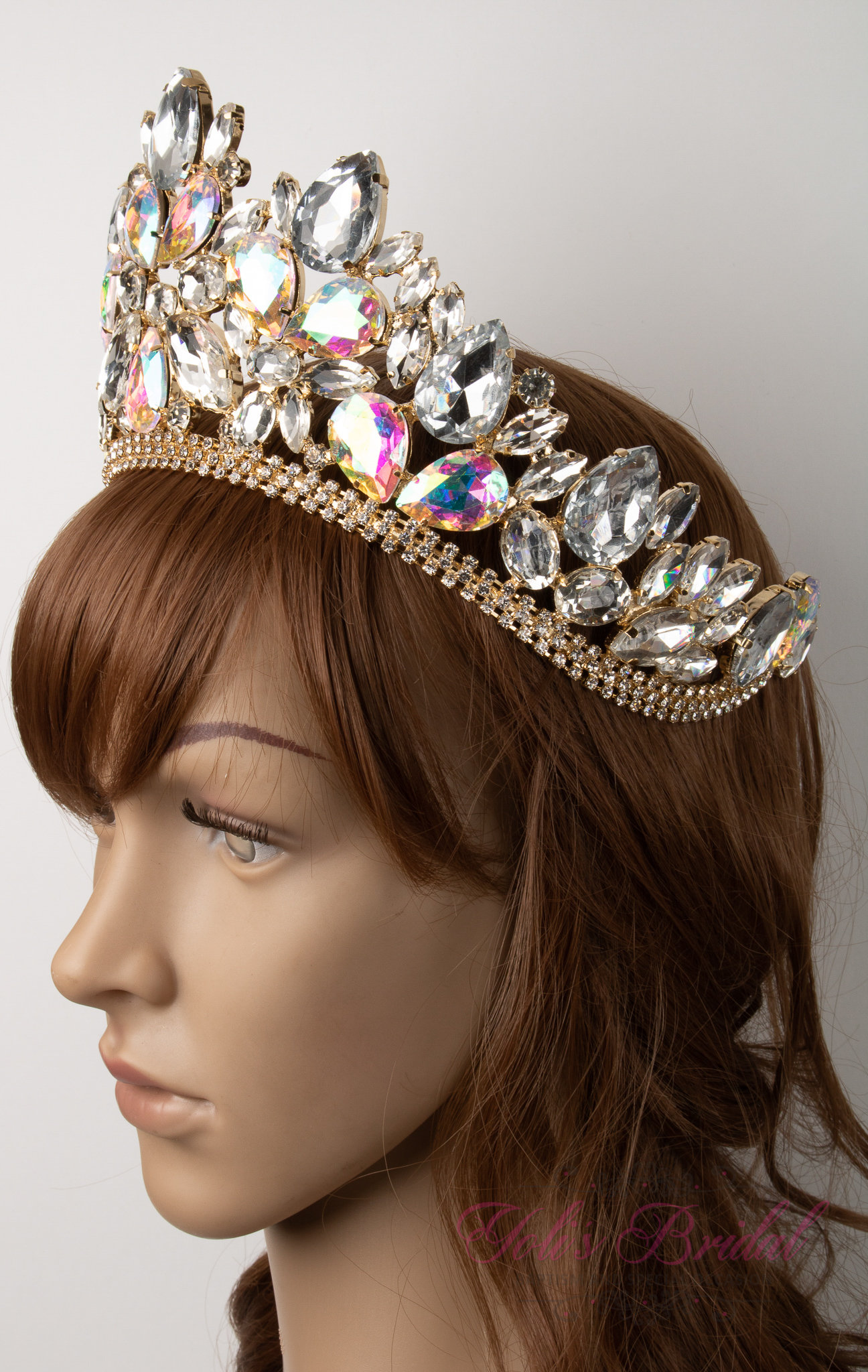 *Stunning AB Crystal Golden Crown* Gold King Crown Tiara Set for Prom Queen & King | 4 Piece AB  main image 2