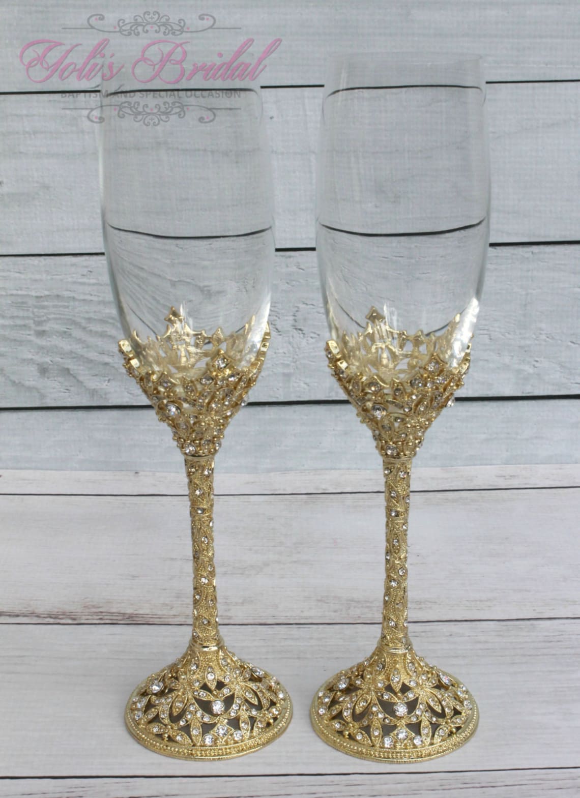 Swarovski Crystal Wedding toast Set Champagne Glasses Etsy