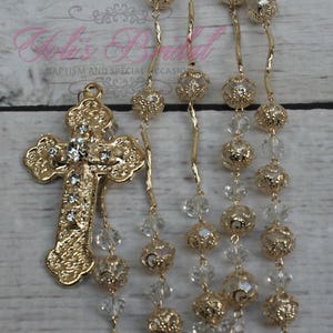 FAST SHIPPING!! Handcrafted Beautiful Gold Rosary, Wedding Rosary, Communion Rosary, Christening Rosary, Confirmation Rosary, Rosary Gift
