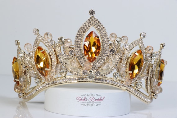 FAST SHIPPING!!!! Gold Sparkling Tiara, Crystal Tiara  display picture 3