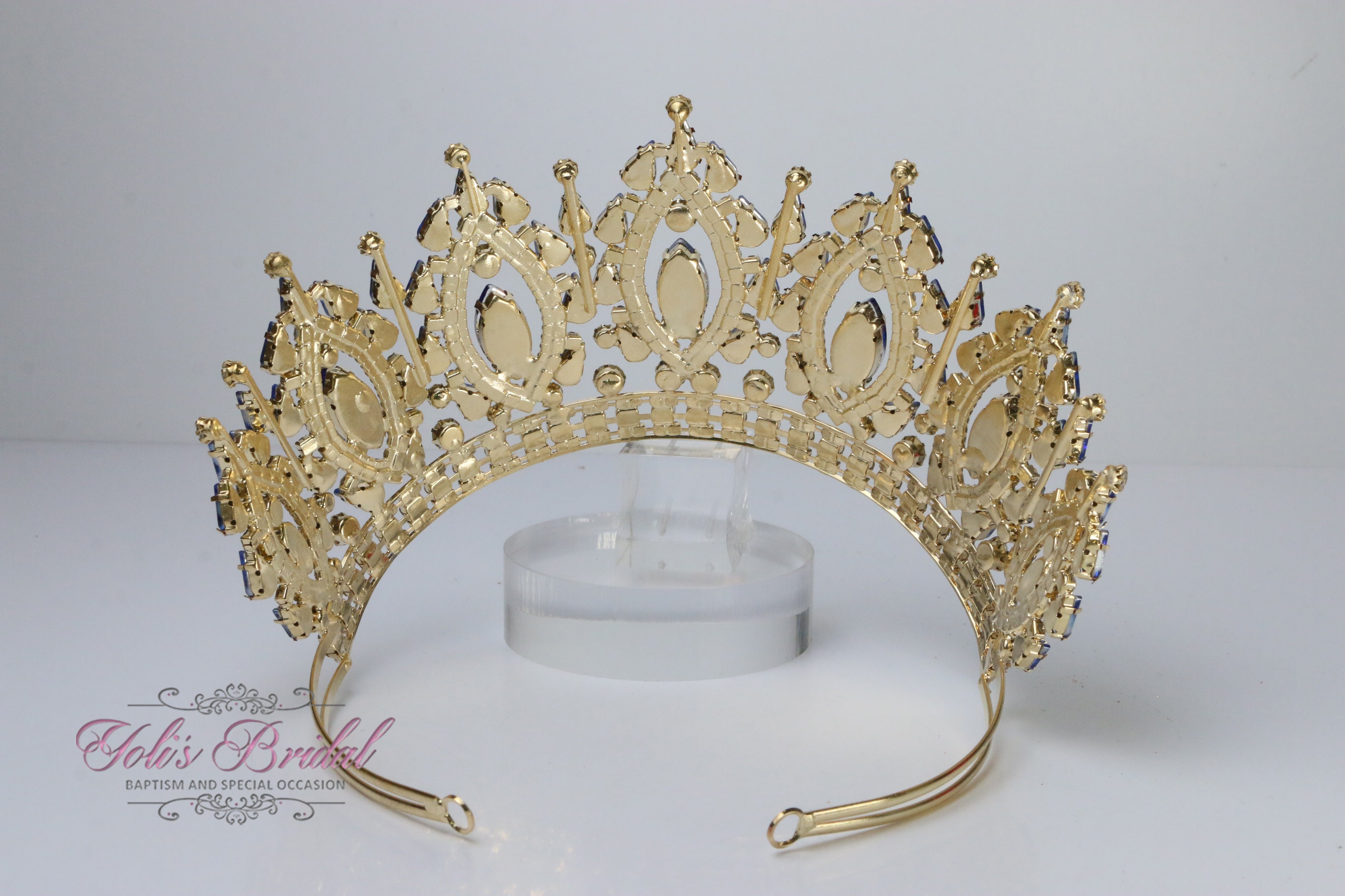 FAST SHIPPING!!! Gold and Blue Stones Tiara, Gorgeous Gold FAST SHIPPING!!! Gold and Blue Stones Tiara, Gorgeous Gold