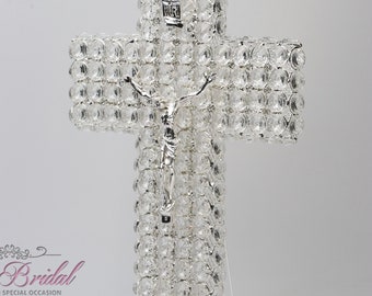 FAST Shipping!!! Silver Cross, Bridal Cross, Marriage Cross, Wedding Gift, Anniversary Gift, Crystals and Rhinestones Cross, Silver Crucifix