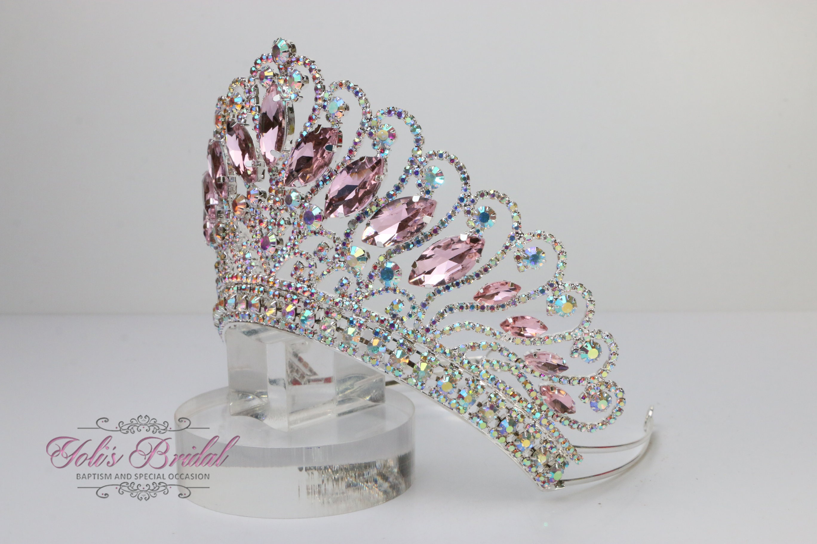 Tiara Silver & Pink Gems - Super Party Masks