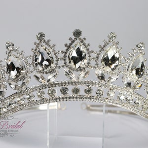 SCHNELLER VERSAND!! Silber Tiara, Königliche Krone, Brautkrone, Hochzeit Tiara, Quinceañera Krone, Sweet 16, Festanhänger, Hohe Tiara, Homecoming