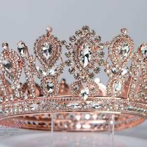 FAST SHIPPING! Rose Gold Sparkling Crown, Crystal Tiara, Wedding Tiara, Crown, Princess Tiara, Quinceañera, Sweet 16 Tiara, Full Crown