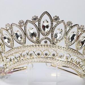 FAST SHIPPING!!! Gold Tiara with crystals, Royal Crown, Bridal Crown, Wedding Tiara, Quinceañera Crown, Sweet 16, Tall Tiara