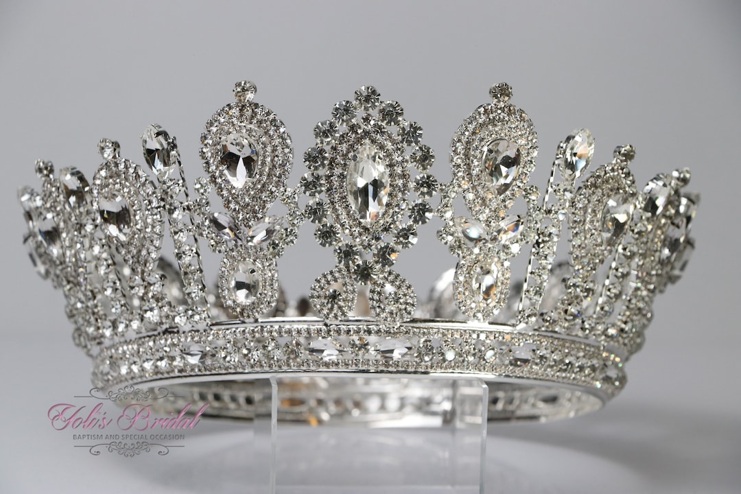 Crystal Iconic Full Crown Tiara Silver / Clear Clear Crystal Full Hair Crown Tiara Silver | eBay main image 3