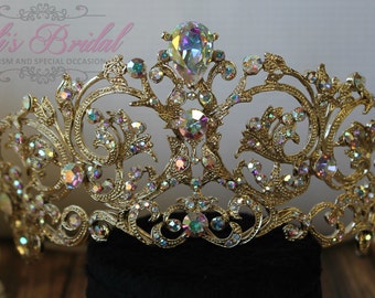 FAST Shipping!! AB Gold Swarovski Tiara