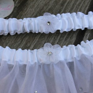 FAST Shipping Beautiful White Wedding Garter Set, Bridal Garter Set, Rhinestones Garter, White Garter Set, Toss Garter, Tossing Garter image 1