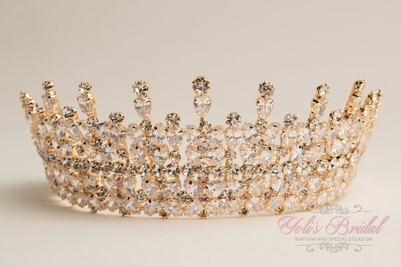 FAST SHIPPING!!! Zirconia Gold Tiara, Quinceañera Tiara  display picture 1