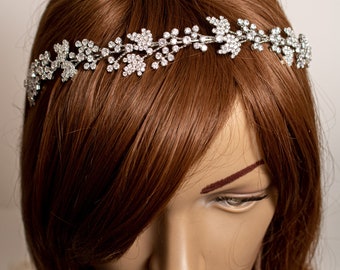 ¡ENVÍO RÁPIDO! Diadema de circonita plateada, tiara, diadema de cristal, tiara de boda, tocado de boda, tiara de novia, diadema brillante.