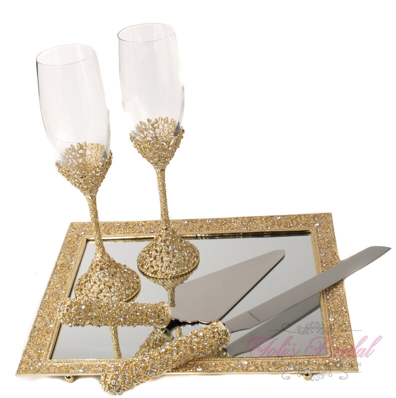 Swarovski Crystal Wedding Toast Set Champagne Glasses Etsy