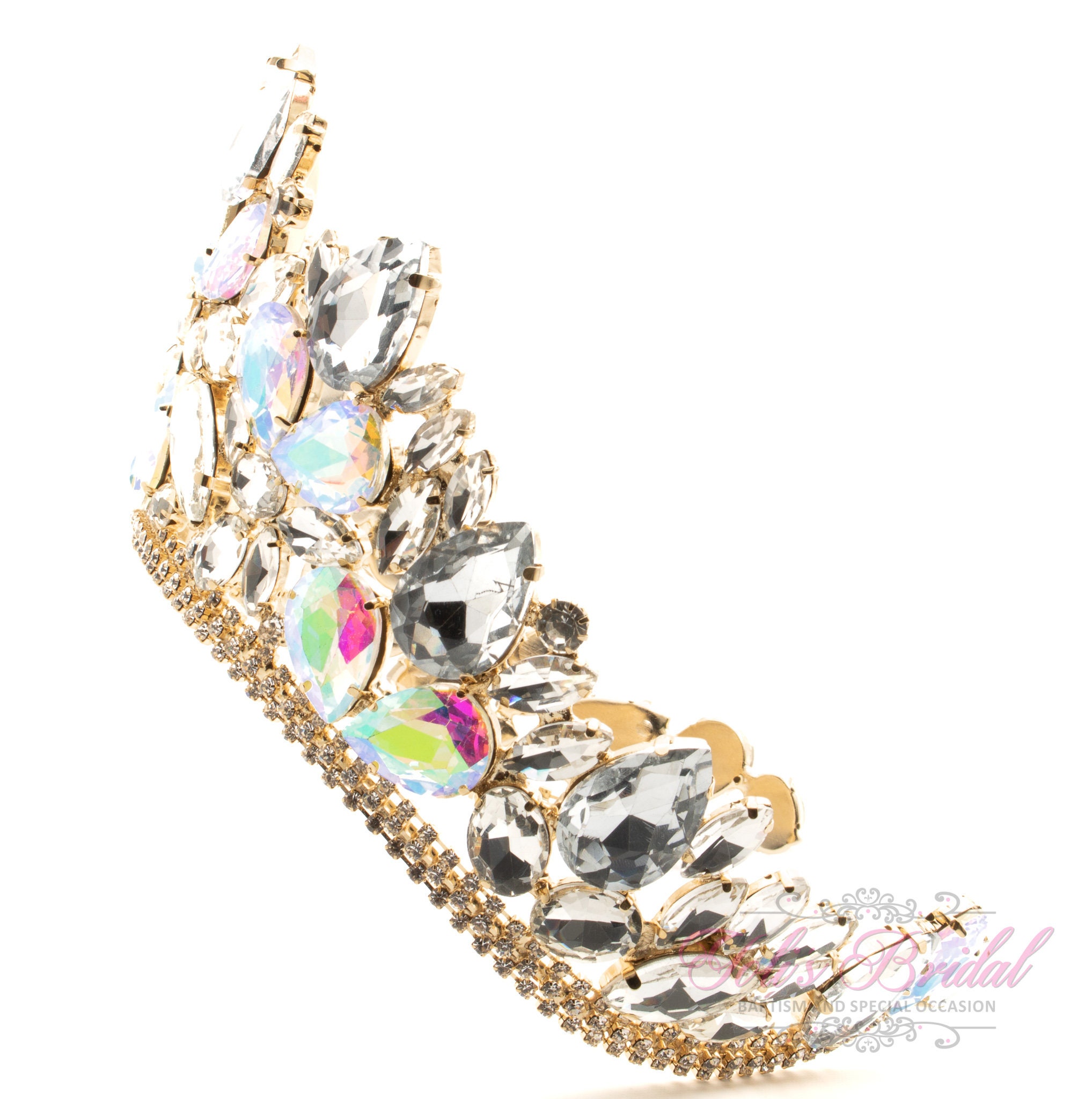 FAST SHIPPING!!! Beautiful Gold AB Sparkling Tiara, Gorgeous  display picture 1