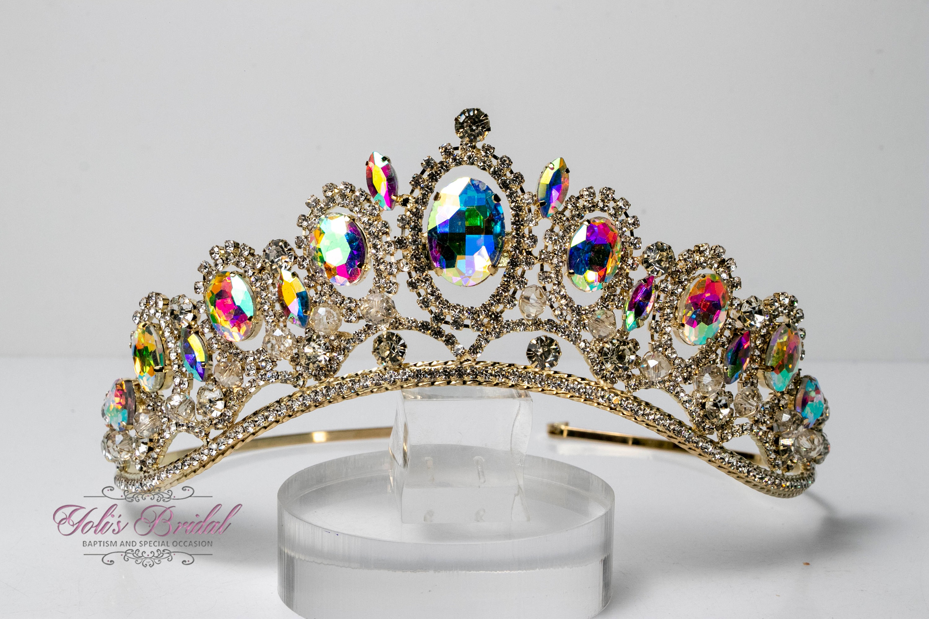 FAST SHIPPING! Gold Stylish Tiara Adorned With Aurora  display picture 1