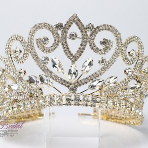 FAST SHIPPING! Gold Sparkling Tiara, Crystal Tiara, Wedding Tiara, Crown, Princess Tiara, Quinceañera, Sweet 16 Tiara, Bridal Tiara