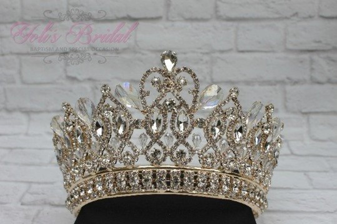 FAST SHIPPING Gold Sparkling Tiara, Crystal Tiara, Wedding Tiara, Crown ...