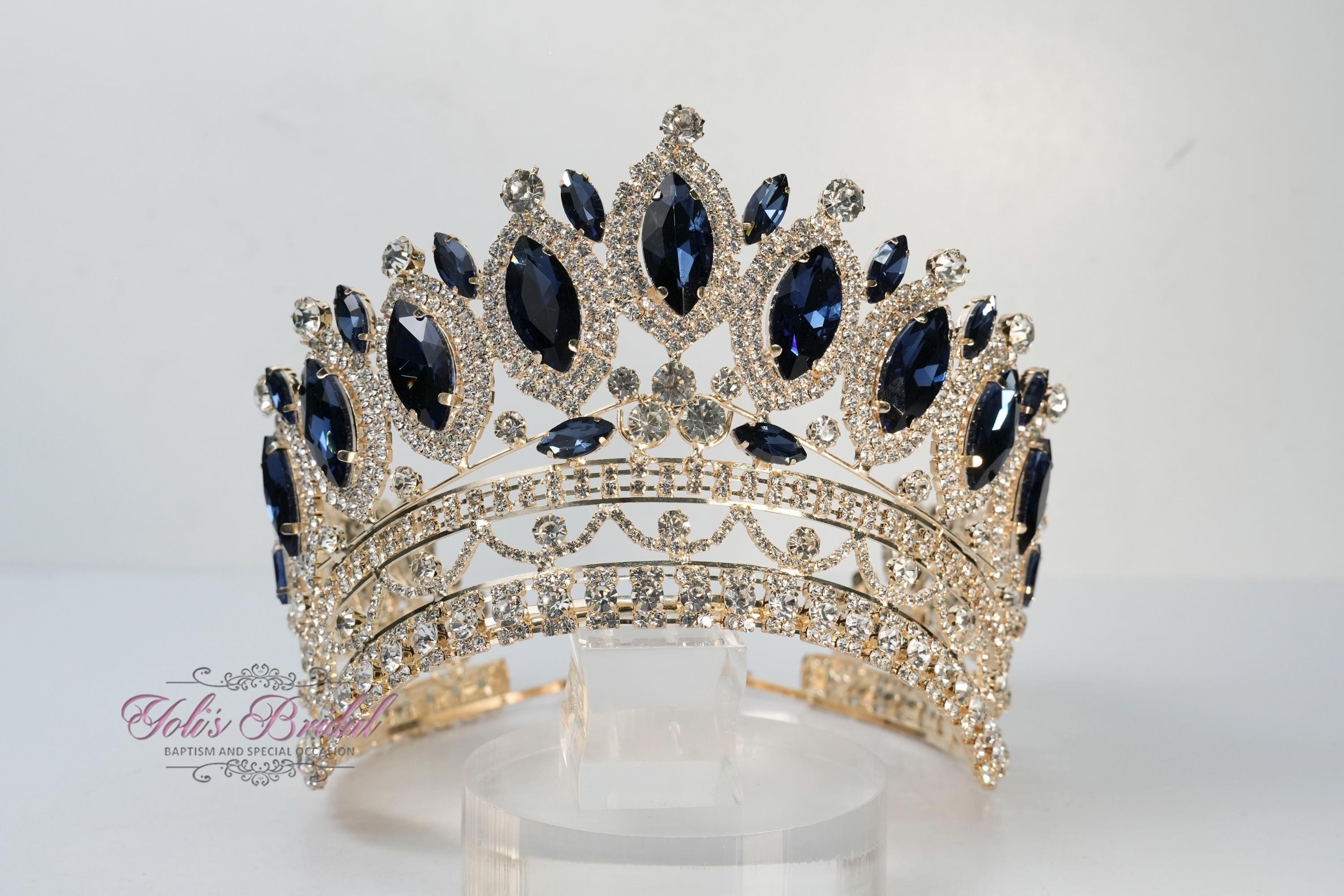 Gold Tiara With Blue Stones - Etsy