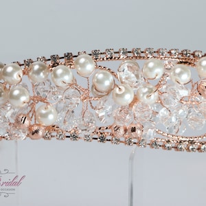 FAST SHIPPING!!! Rose Gold Headband, Bridesmaid Rose Gold Headband, Wedding Headband, Crystal Headband, Pearl Headband, Rose Gold Headband