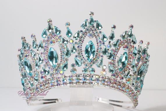 FAST SHIPPING!! Silver AB and Sky Blue Stones Tiara, Silver  display picture 2